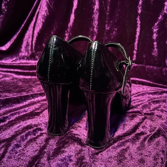 Funtasma Shiny Black Mary Jane Heels - Picture 2 of 4